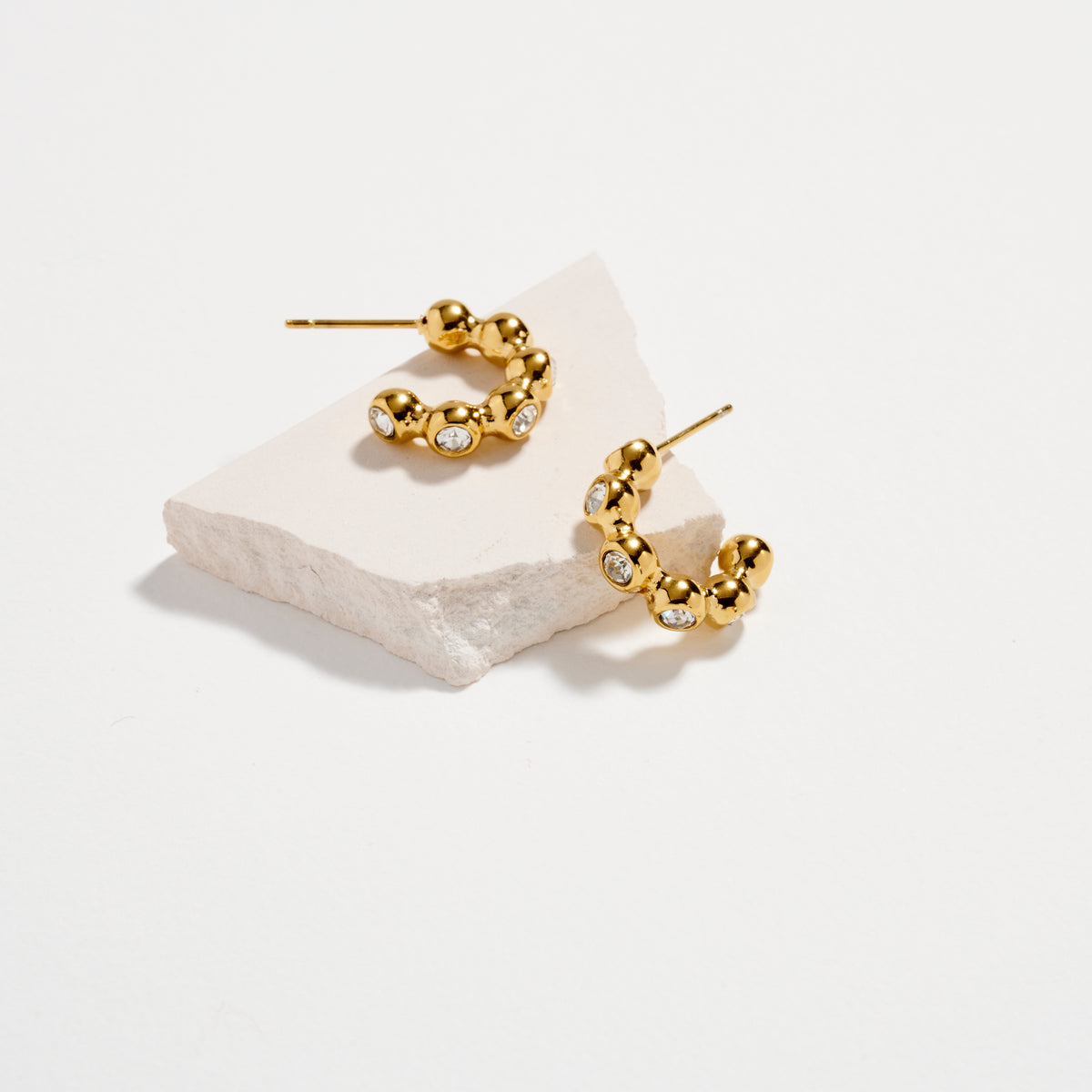 Stainless Steel Beaded CZ Hoop Earrings – Hypoallergenic & Tarnish Free