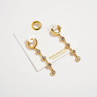 Stainless Steel CZ Drop Hoop Earrings – Hypoallergenic & Tarnish Resistant