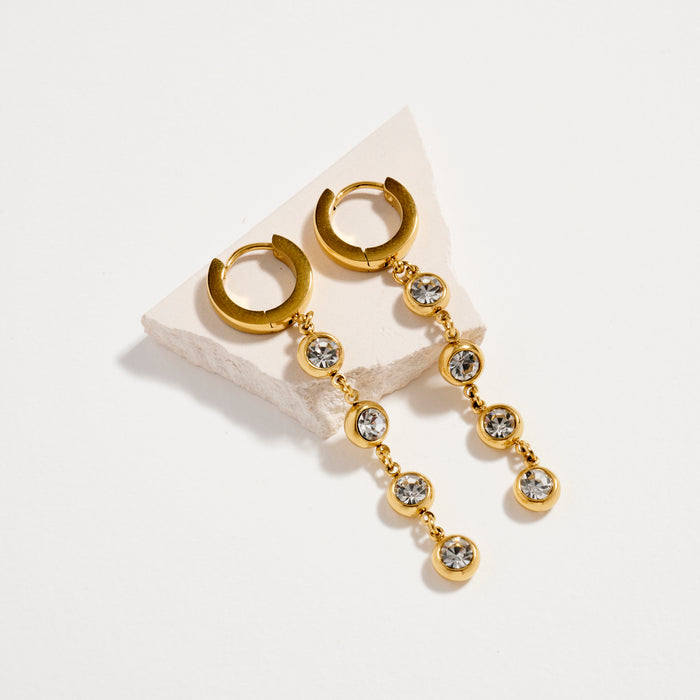 Stainless Steel CZ Drop Hoop Earrings – Hypoallergenic & Tarnish Resistant