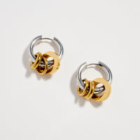 Stainless Steel Interlocking Hoop Earrings – Two Tone / Gold
