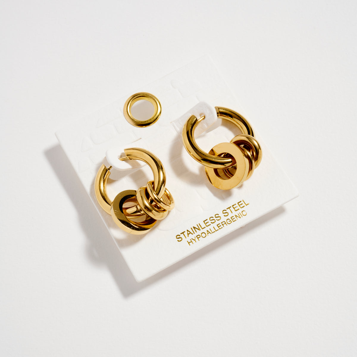 Stainless Steel Interlocking Hoop Earrings – Two Tone / Gold