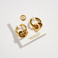 Stainless Steel Interlocking Hoop Earrings – Two Tone / Gold