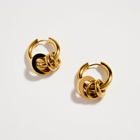 Stainless Steel Interlocking Hoop Earrings – Two Tone / Gold