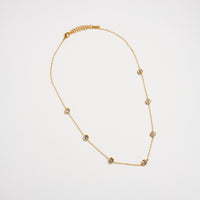 Gold-Tone CZ Station Necklace – Dainty Bezel-Set Crystal Chain Necklace