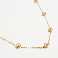 Gold-Tone CZ Station Necklace – Dainty Bezel-Set Crystal Chain Necklace