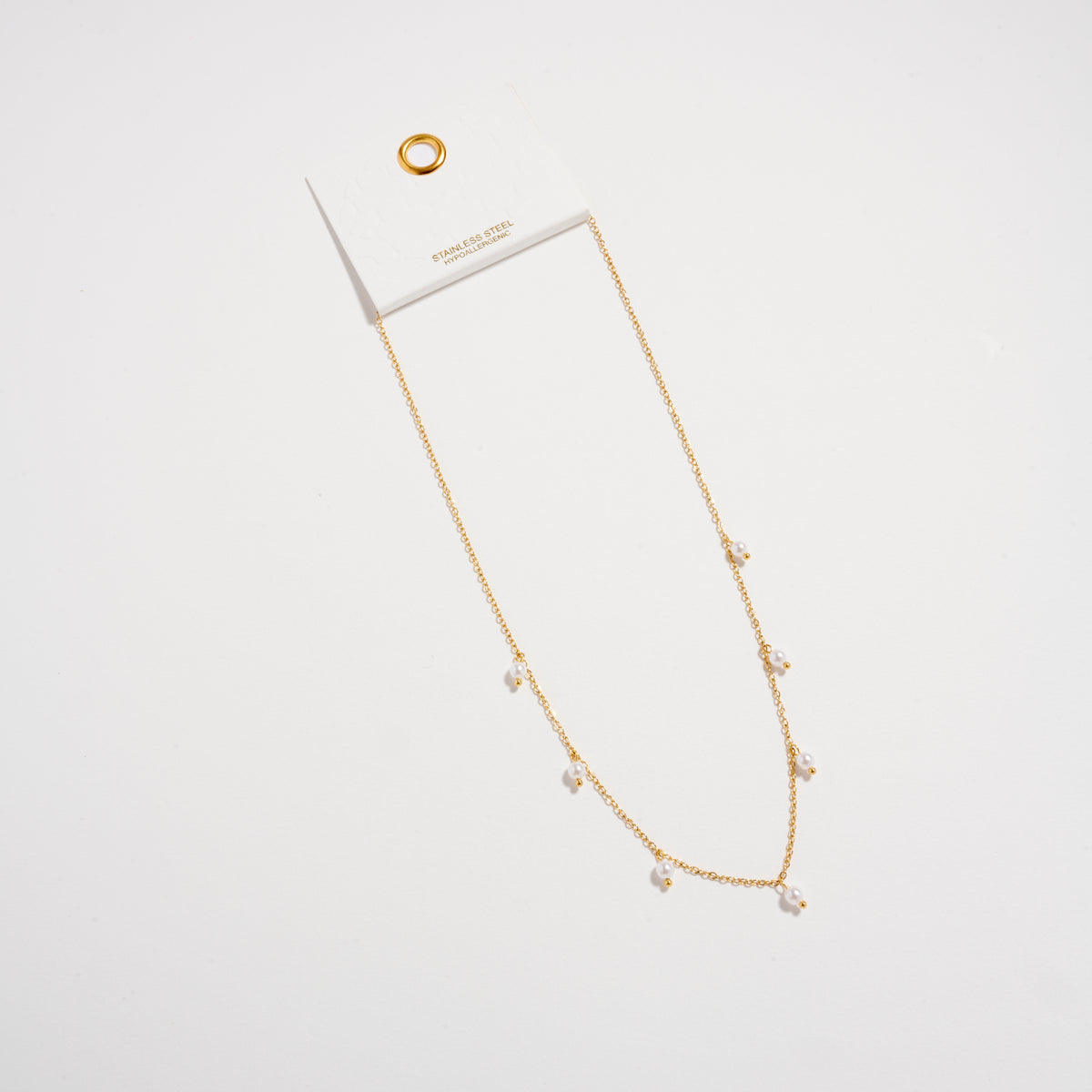 Stainless Steel Dainty Pearl Drop Necklace – Hypoallergenic & Tarnish Resistant