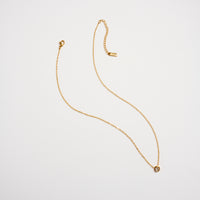 Gold CZ Solitaire Necklace – Dainty Bezel Pendant