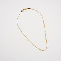 Gold Pearl Station Necklace – Dainty Freshwater Chain