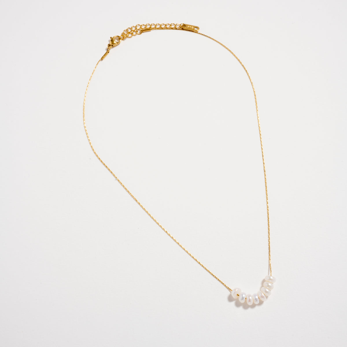 Gold Pearl Bar Necklace – Dainty Freshwater Pendant