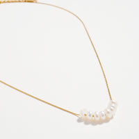 Gold Pearl Bar Necklace – Dainty Freshwater Pendant