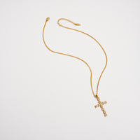 Gold Cross Necklace – Sparkling CZ Drop Pendant