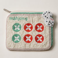 Mahjong Game Night Beaded Coin Pouch