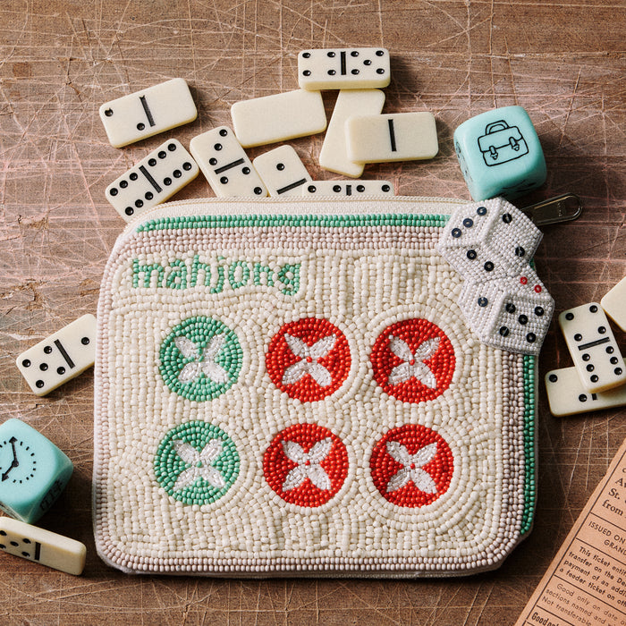 Mahjong Game Night Beaded Coin Pouch