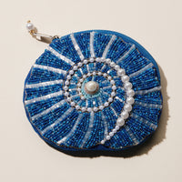 Beaded Spiral Seashell Coin Purse | Pearl Embellished Zip Pouch