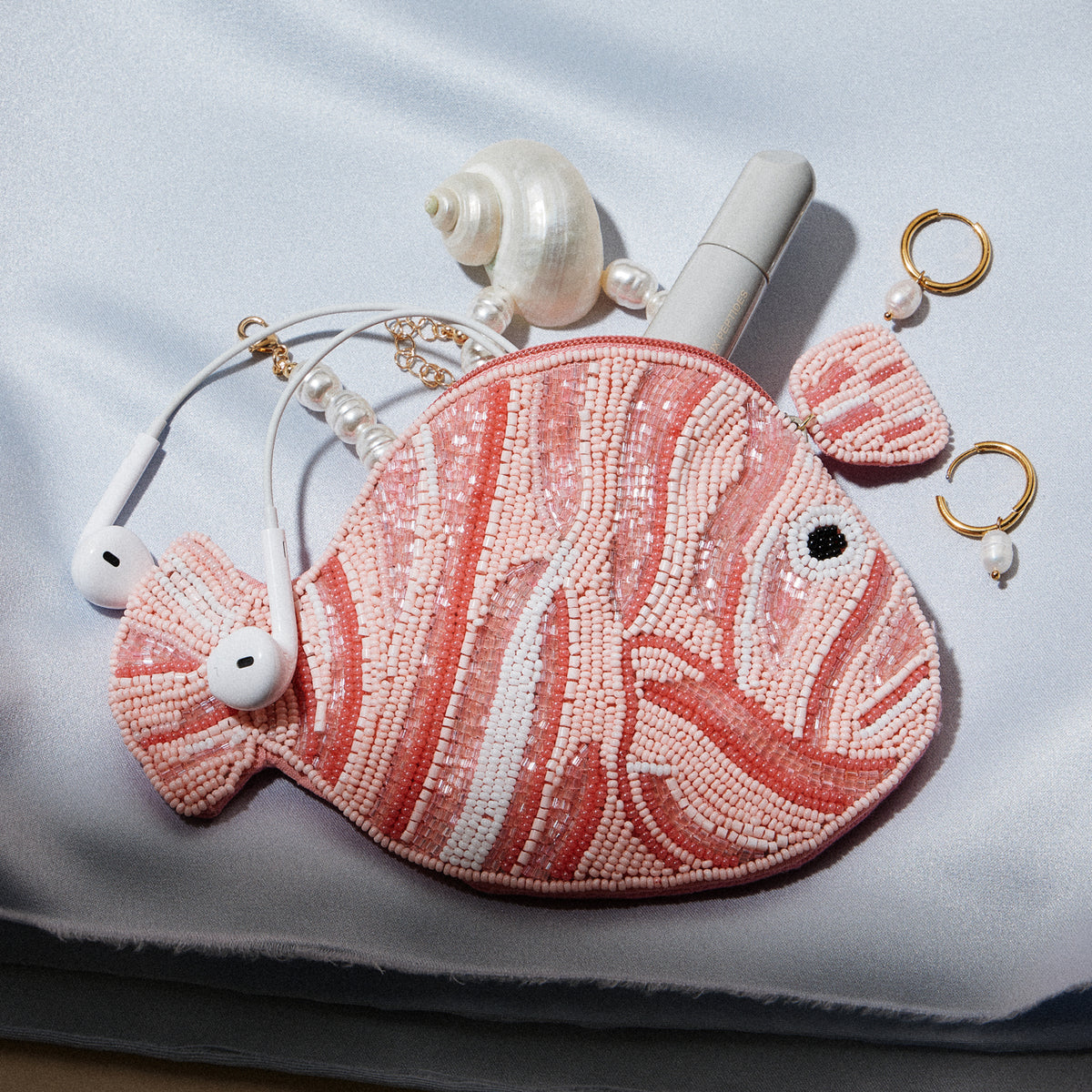 Beaded Tropical Nemo Fish Coin Purse | Coastal Zip Pouch