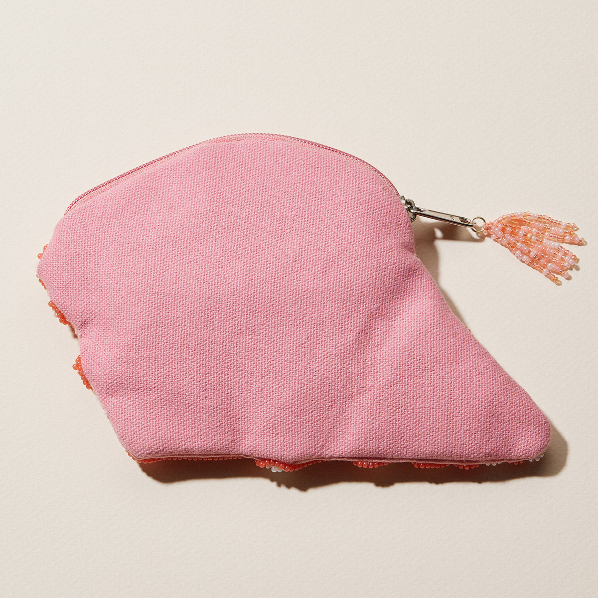Beaded Conch Seashell Coin Purse | Coastal Shell Zip Pouch