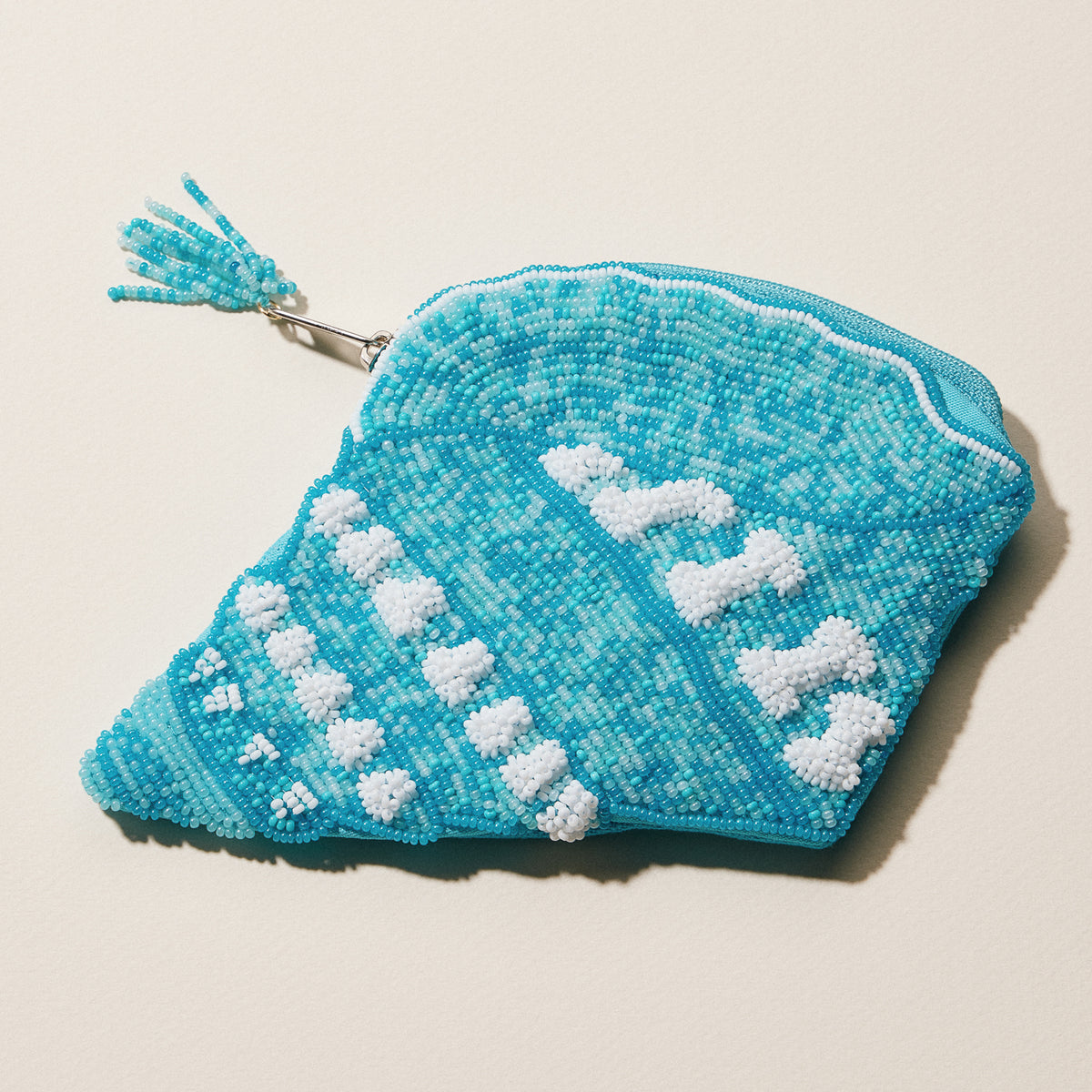 Beaded Conch Seashell Coin Purse | Coastal Shell Zip Pouch