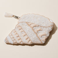 Beaded Conch Seashell Coin Purse | Coastal Shell Zip Pouch