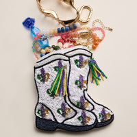 Mardi Gras Western Boot Sequin Beaded Pouch