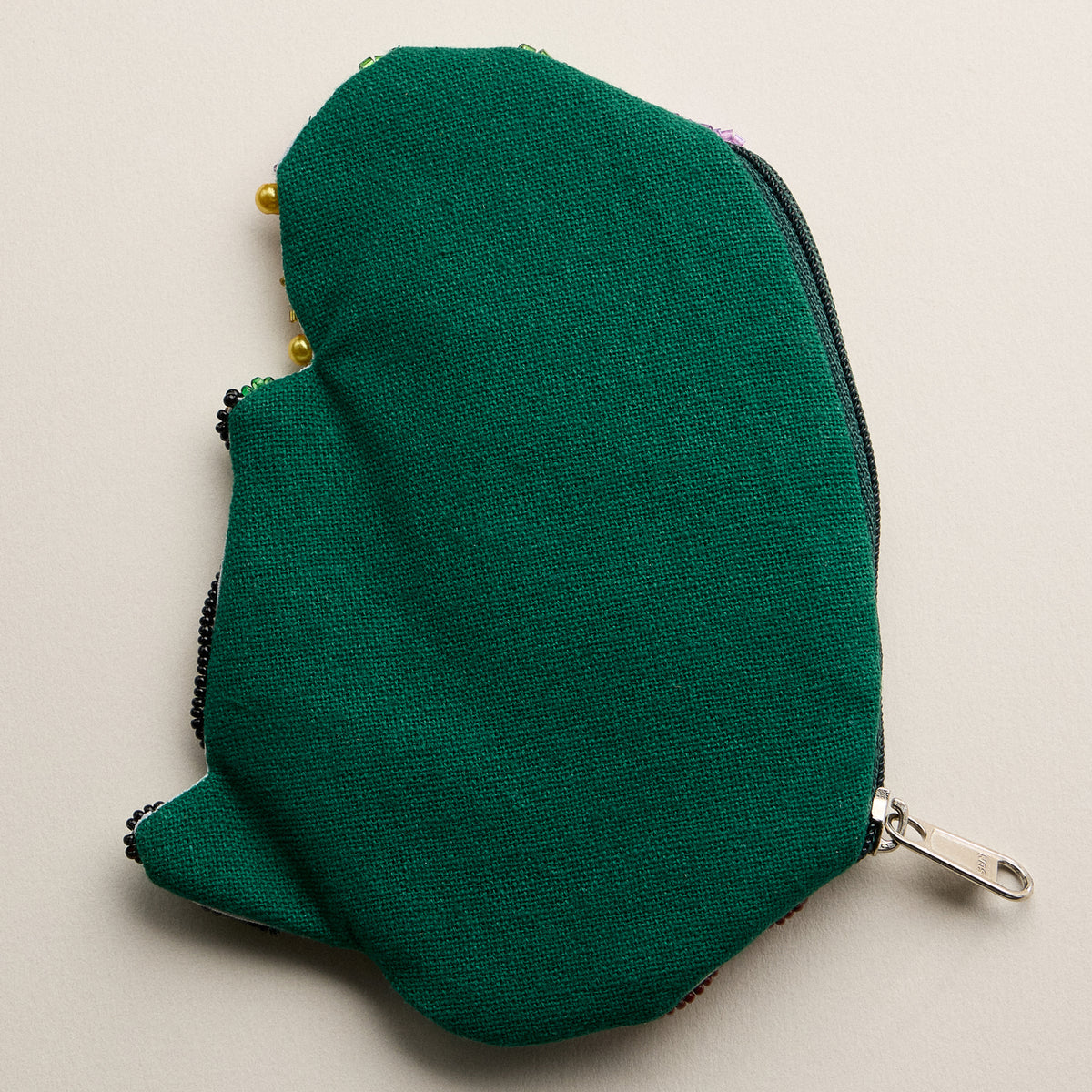 Hand-Beaded Jazz Gator Coin Purse – Mardi Gras Colors Green Purple Gold