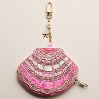 Beaded Seashell Coin Pouch Keychain – Hand-Beaded Shell Mini Purse