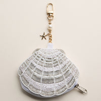 Beaded Seashell Coin Pouch Keychain – Hand-Beaded Shell Mini Purse