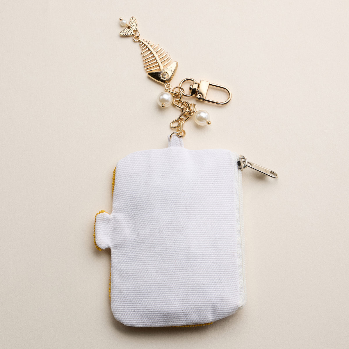 Beaded Sardine Coin Purse Keychain – Handmade Bead Embellished Zipper Pouch with Charm