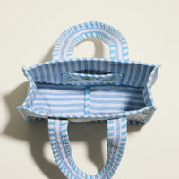 Blue Floral Quilted Mini Tote Bag – Soft Fabric Everyday Carry Handbag