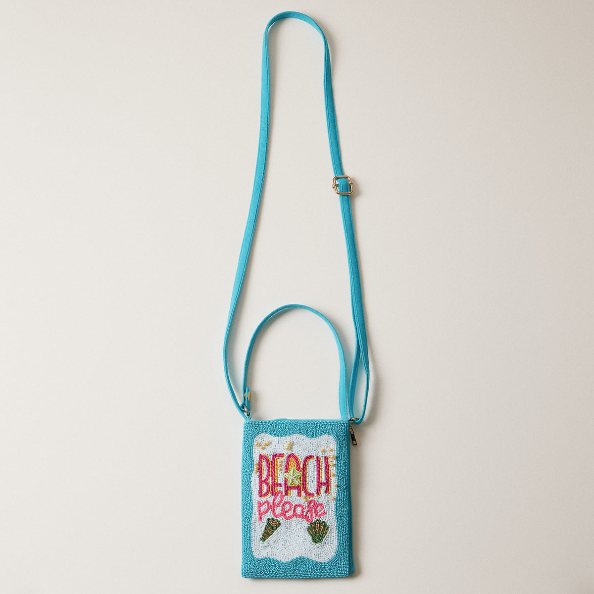 Seed Beaded Tropical Crossbody Phone Bag | Multifunctional Zipper Bag