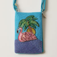 Seed Beaded Tropical Crossbody Phone Bag | Multifunctional Zipper Bag