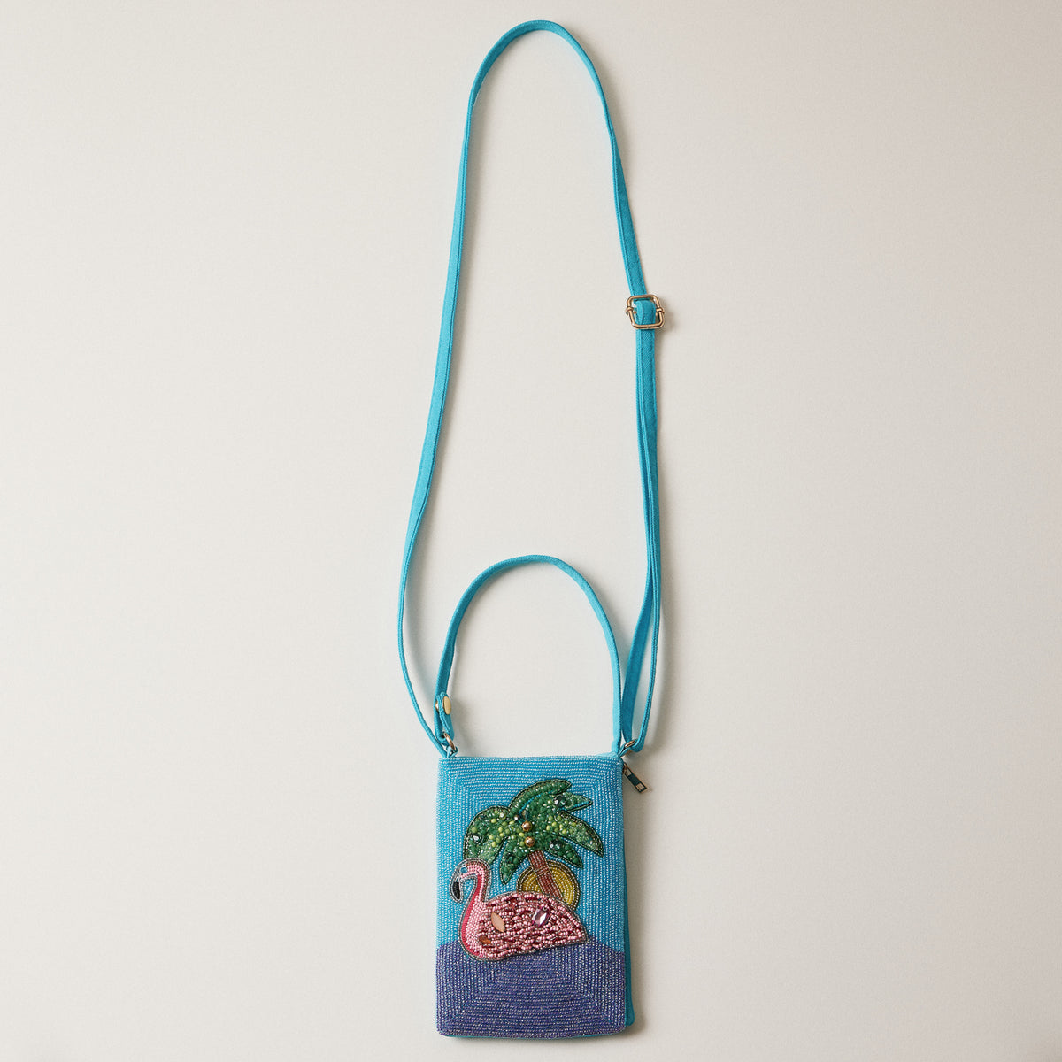 Seed Beaded Tropical Crossbody Phone Bag | Multifunctional Zipper Bag