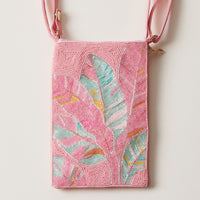 Seed Beaded Tropical Crossbody Phone Bag | Multifunctional Zipper Bag