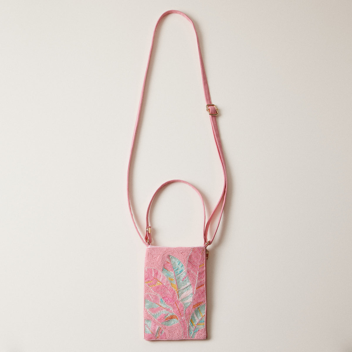 Seed Beaded Tropical Crossbody Phone Bag | Multifunctional Zipper Bag