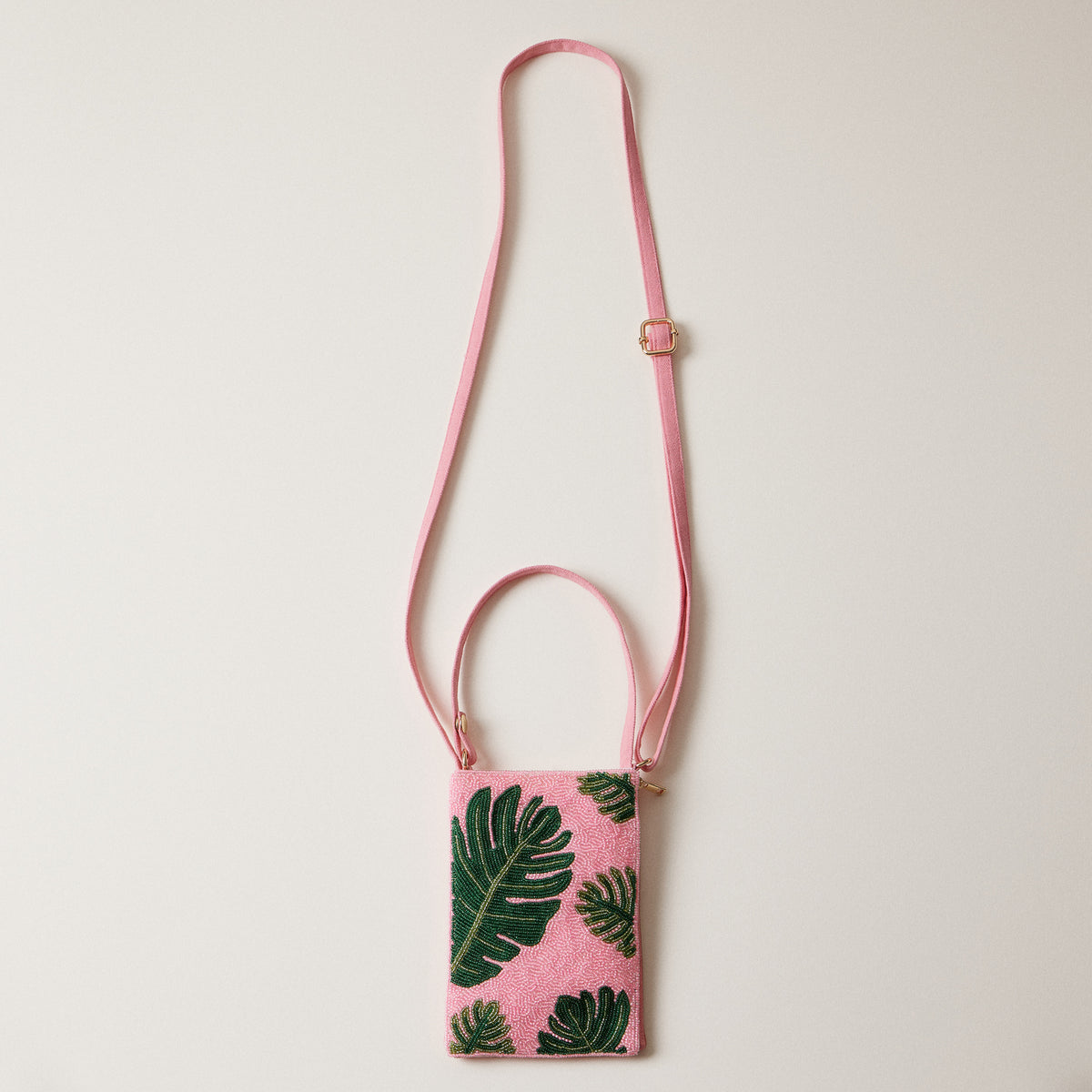 Seed Beaded Tropical Crossbody Phone Bag | Multifunctional Zipper Bag