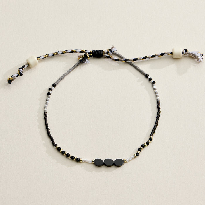 Adjustable Colorful Beaded Anklet with Natural Stone Center