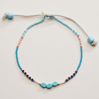 Adjustable Colorful Beaded Anklet with Natural Stone Center