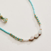 Adjustable Colorful Beaded Anklet with Natural Stone Center