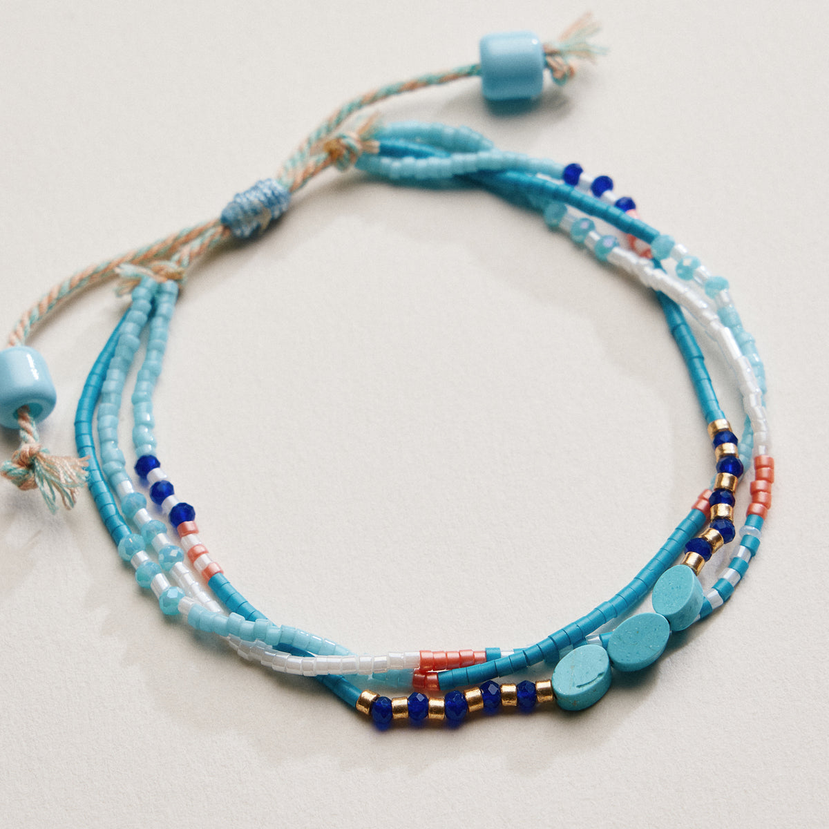 Boho Seed Bead Layered Bracelet - Adjustable Friendship Bracelet