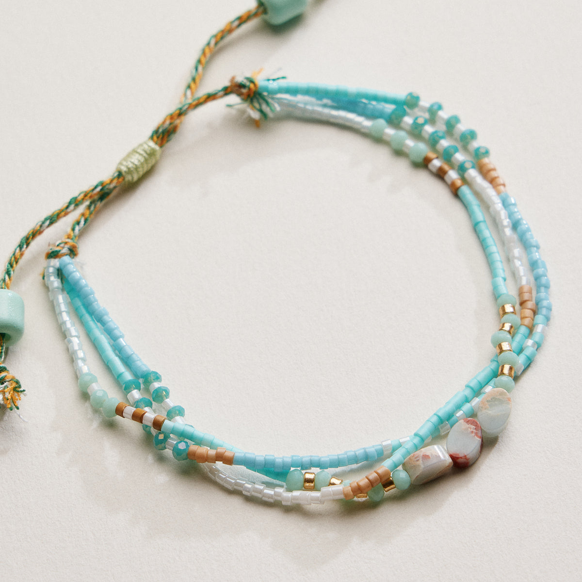 Boho Seed Bead Layered Bracelet - Adjustable Friendship Bracelet