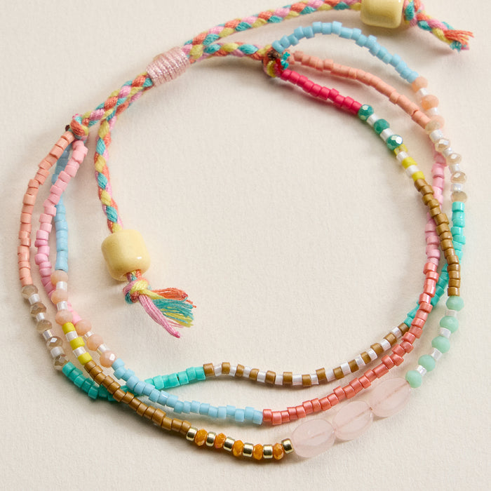 Multi Layer Seed Bead Bracelet – Adjustable Boho Beaded Friendship Bracelet (Assorted Colors)