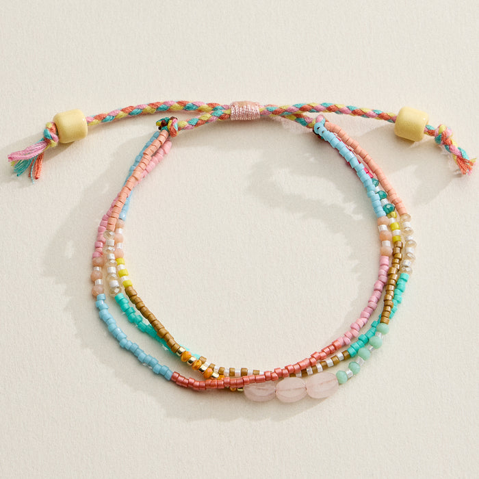 Boho Seed Bead Layered Bracelet - Adjustable Friendship Bracelet
