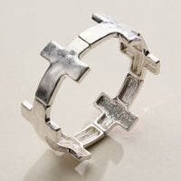 Two-Tone Cross Link Stretch Bracelet – Gold & Silver Statement Faith Jewelry