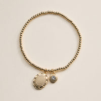 Beaded Heart Charm Stretch Bracelet Set – 3-Piece Layered Stack with Gold Accents