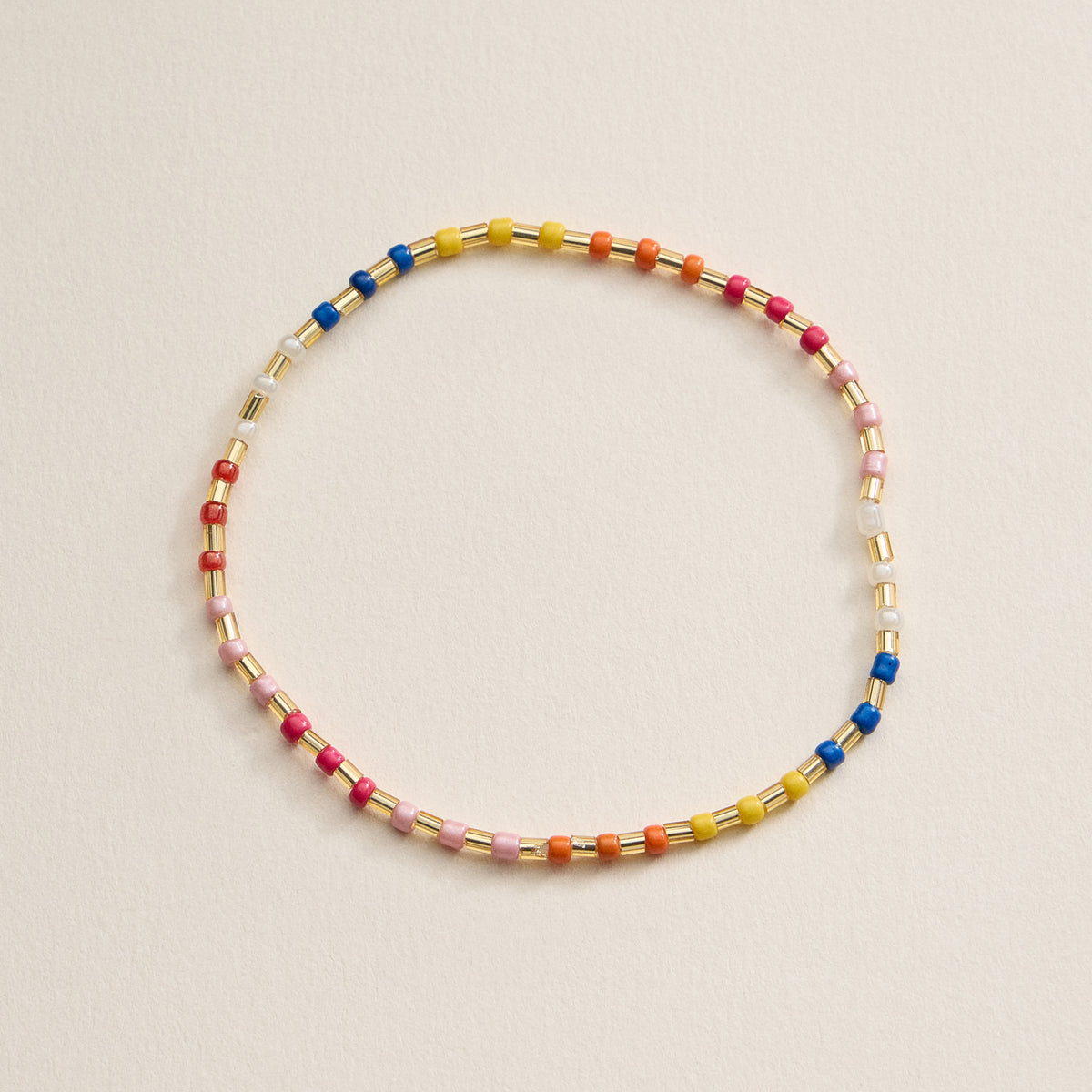 Beaded Heart Charm Stretch Bracelet Set – 3-Piece Layered Stack with Gold Accents