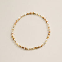 Beaded Heart Charm Stretch Bracelet Set – 3-Piece Layered Stack with Gold Accents