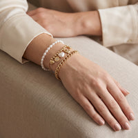 Heart Charm Bracelet Set for Women – Pearl & Chain Bracelets with CZ Heart Charms