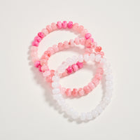 Triple Stack Stretch Bead Bracelet Set – Tumbled Stone Look Disc Beads, Colorful Layered Elastic Bracelets for Women