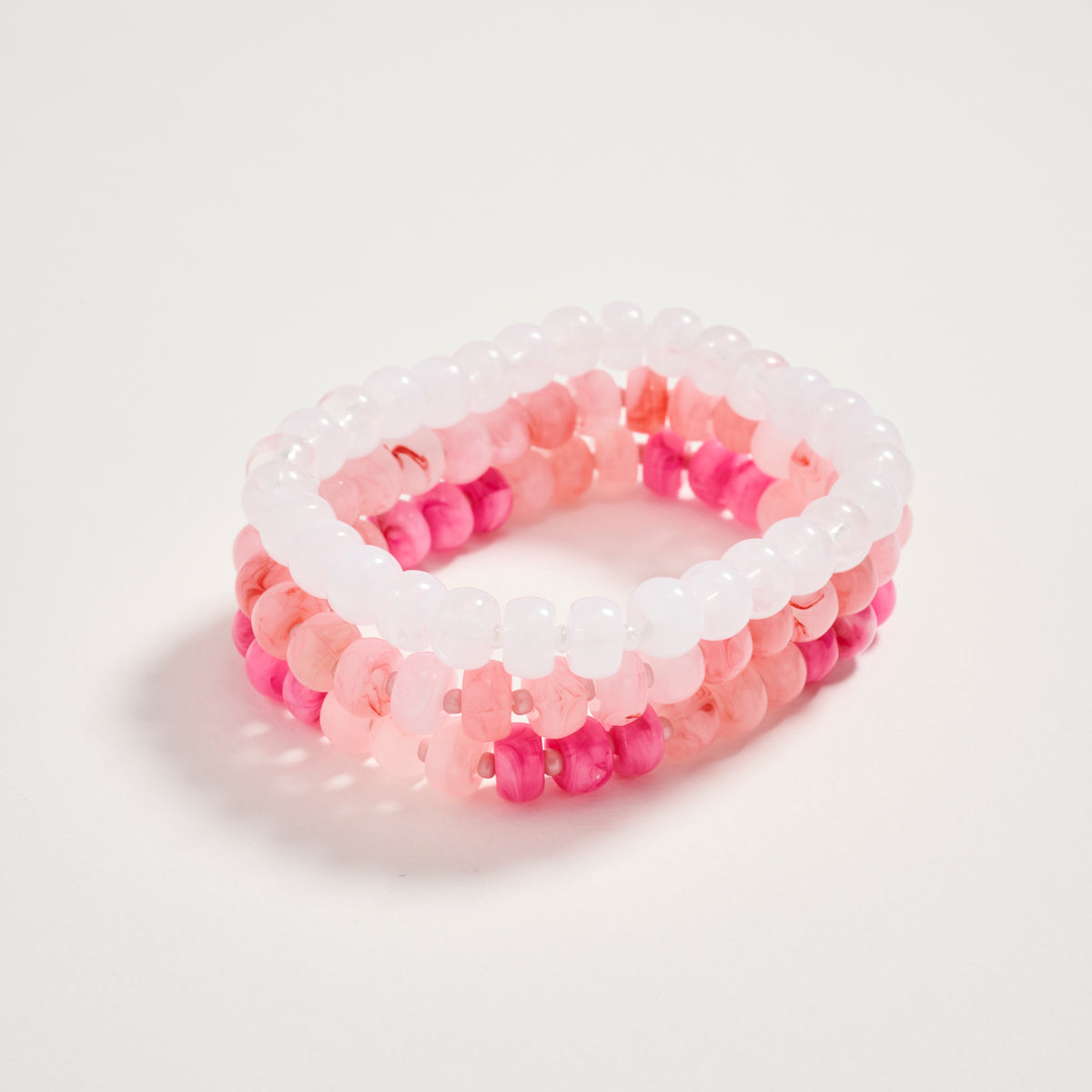 Triple Stack Stretch Bead Bracelet Set – Tumbled Stone Look Disc Beads, Colorful Layered Elastic Bracelets for Women