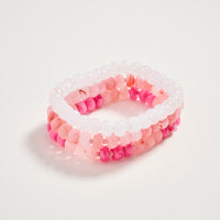 Triple Stack Stretch Bead Bracelet Set – Tumbled Stone Look Disc Beads, Colorful Layered Elastic Bracelets for Women