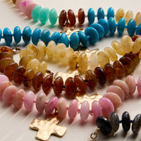 Beaded Cross Charm Bracelet – Colorful Bead Bracelet with Gold Cross Pendant